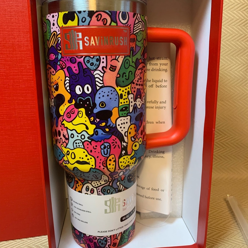 Colorful Doodle Art Savinrush 40oz Insulated Tumbler